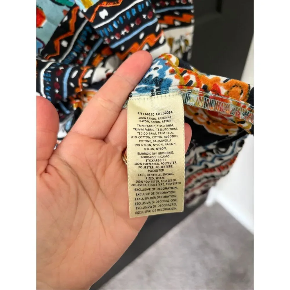 Akemi + Kin Embroidered Beaded Floral Midi Dress Boho Anthropologie Style Small - Picture 7 of 12